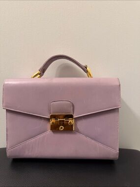 Vintage Papagallo Lavender Top-Handle Satchel with Gold Hardware
